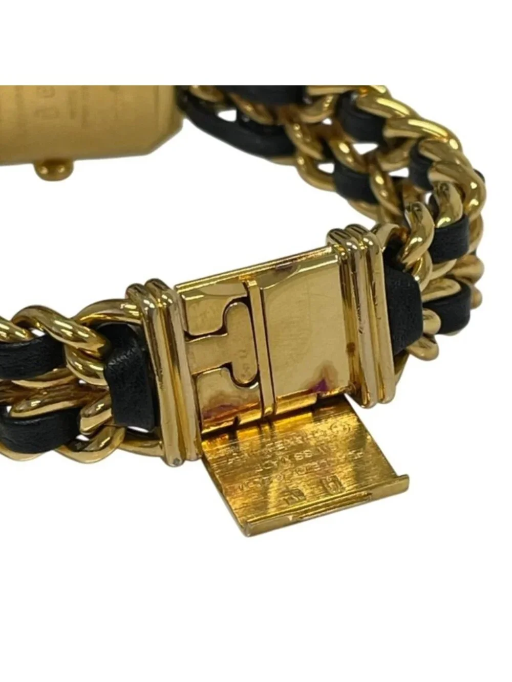 Chanel Premiere L Bracelet Watch Black Dial Gold Colored